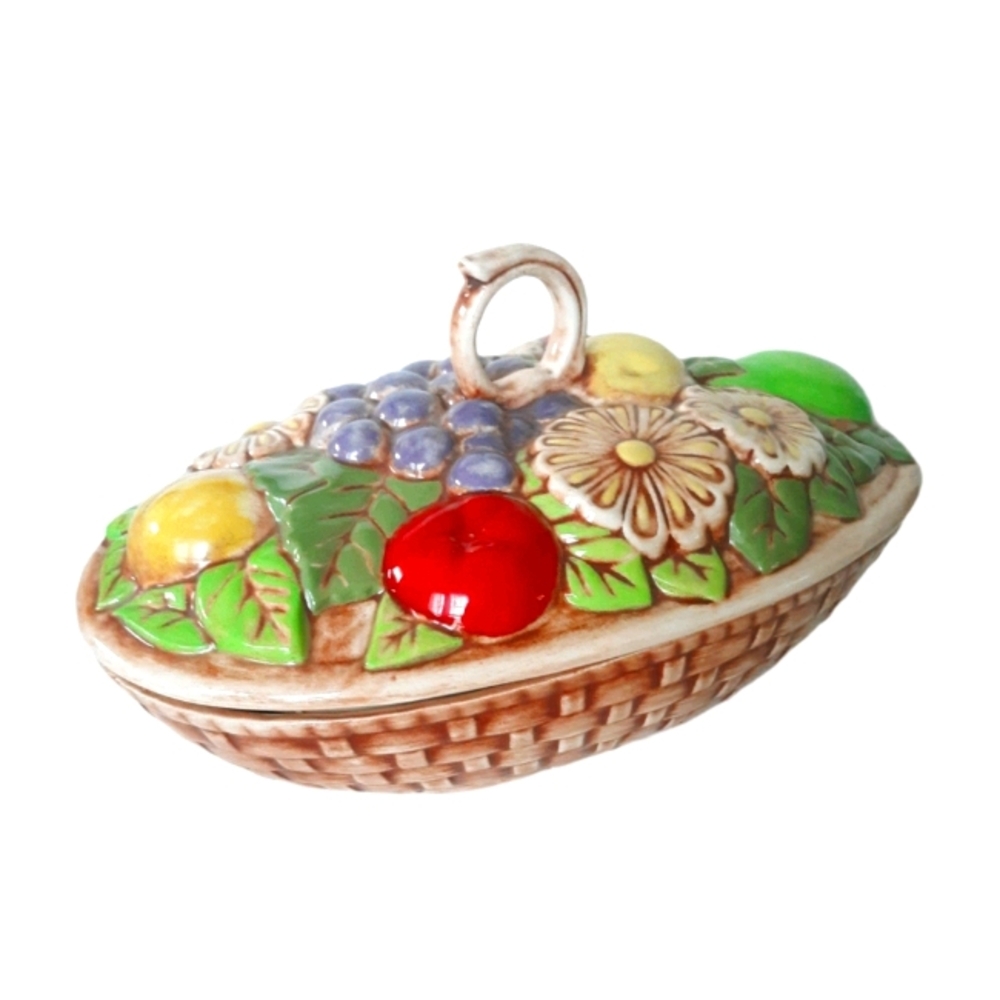 Vintage 80's Handmade Retro Pottery Lid Dish